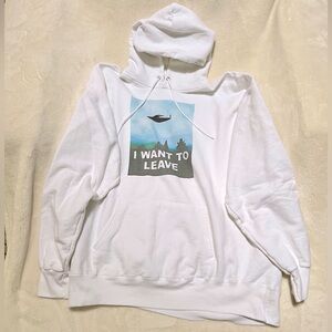 White Hoodie with UFO Graphic